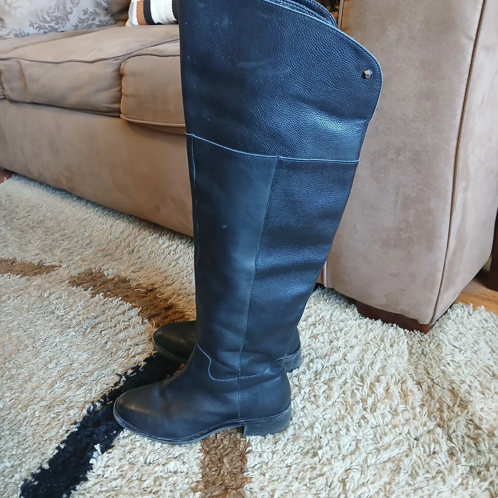 Vince Camuto Leather Black Over-the-Knee Riding Boots Women's 7M